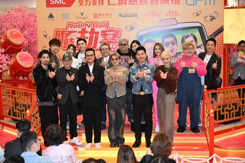 ▲林家棟（前排左三起）、郭富城、任賢齊，齊聚《臨時劫案》香港首映會。（圖／華映）