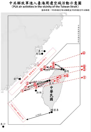 ▲國軍公布的台海周邊航跡圖。（圖／國防部提供）