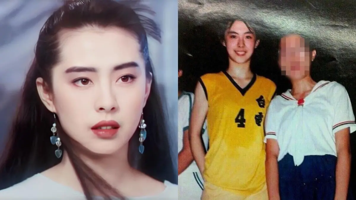 ▲王祖賢（左圖）國中時期參加籃球校隊的照片被挖出，激似真人版《灌籃高手》晴子。（圖／微博）