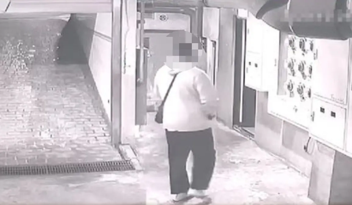 ▲去年12月間，新北市永和區20歲陳姓男子，疑因失戀感情受創，竟偷偷進入永利路某大樓內，隨機拿取放在門口的女用涼鞋嗅聞，被住戶發現後報警處理。（圖／翻攝畫面）