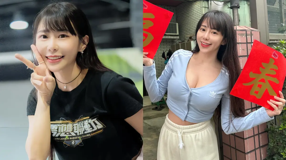 ▲「台灣第一美胸」梓梓素顏貼春聯，真正長相現形。（圖／翻攝自梓梓臉書）