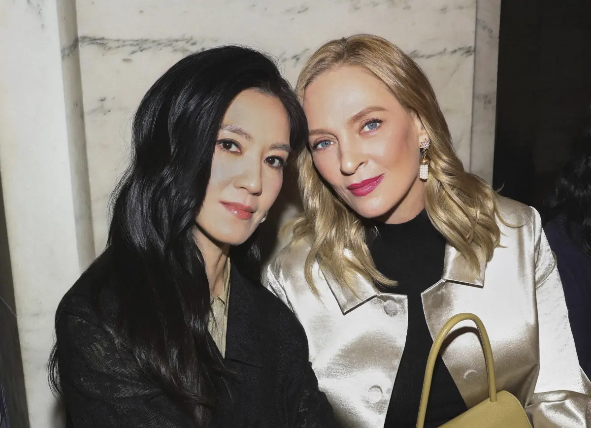 ▲林熙蕾（左）出席紐約時裝大秀，同框鄔瑪舒曼。（圖／喜鵲娛樂提供）