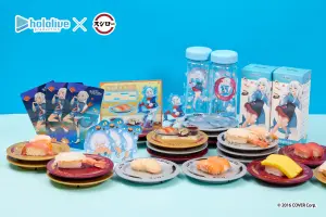 鯊皇Gura攻佔壽司郎!hololive「全球最強VTuber」一卡通三方聯名 ▲超狂「壽司郎x hololive x 一卡通」三方聯名8款週邊,蝦民們出動了。(圖/台灣壽司郎提供)