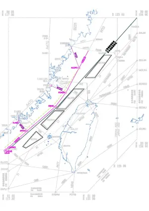 ▲近期引發討論的M503航線，現今中國民航單位將此線東移。（圖／陸委會）