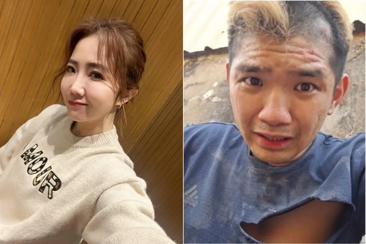 ▲謝忻（左）曬男友視角照，性感挖空裝被說和晚安小雞撞衫。（圖／謝忻Threads、晚安小雞臉書）