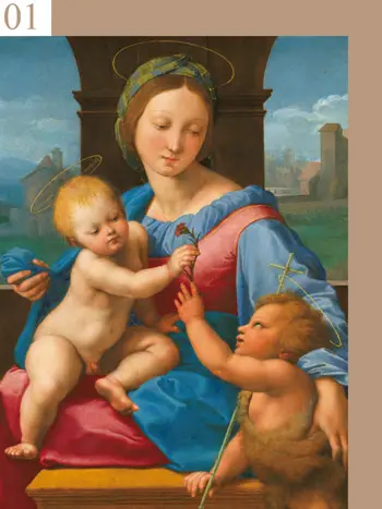 ▲拉斐爾（1483–1520）《聖母子與施洗者約翰 （阿爾瓦聖母）》（局部）約1510–1511。（圖／翻攝自奇美博物館官網© The National Gallery, London）