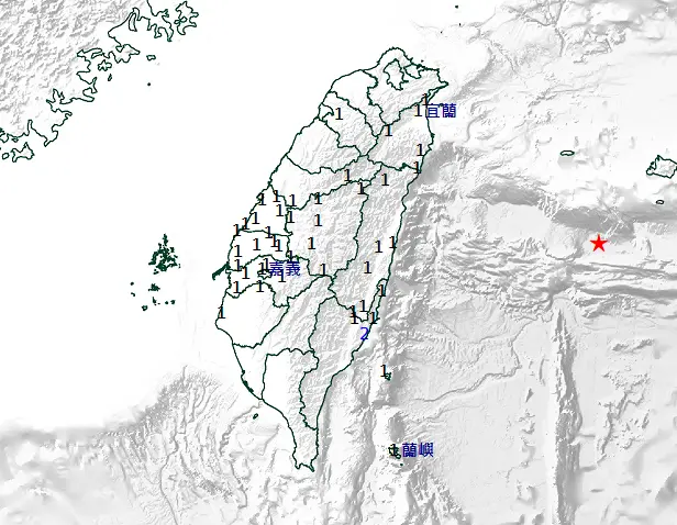 ▲昨（20）日深夜至今（21）日凌晨，台灣東部外海一連發生4起有感地震，最大芮氏規模為5.6。（圖／中央氣象署提供）