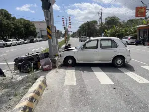 開車紅燈直直衝！花蓮7旬翁連撞2機車　釀1人斷牙、1人多處擦挫傷
