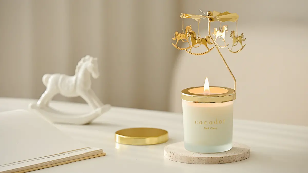 ▲品牌情人節推出限定組合「旋轉木馬燭罩+大豆蠟燭130g」。（圖／COCODOR提供）