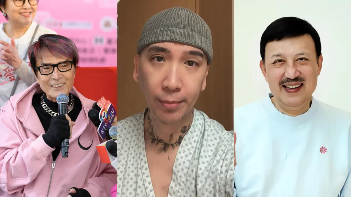 ▲作家H（中）曾因罹患攝護腺癌承認性功能障礙，事實上，歌王林沖（左）、余天（右）都曾飽受此病所苦，余天更表示，開刀切除後「不是沒路用，而是沒得用。」（圖／台灣優質生命協會、鴻凱娛樂提供、作家H臉書）