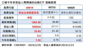 ▲三檔周周增台股ETF。（資料來源／集保、CMONEY）