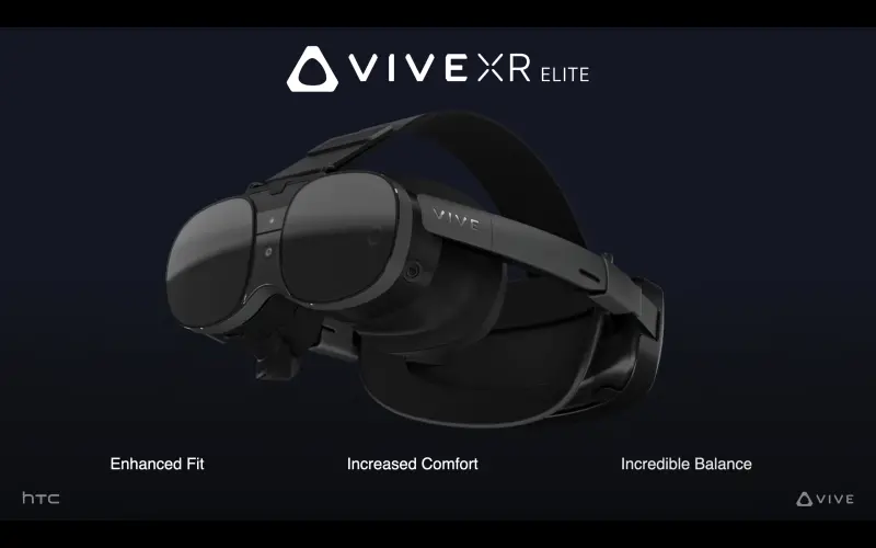 ▲「VIVE XR Elite」為宏達電推出的一款「頭戴式顯示器」，公司於此次MWC發布「商業版」。（圖／宏達電提供）