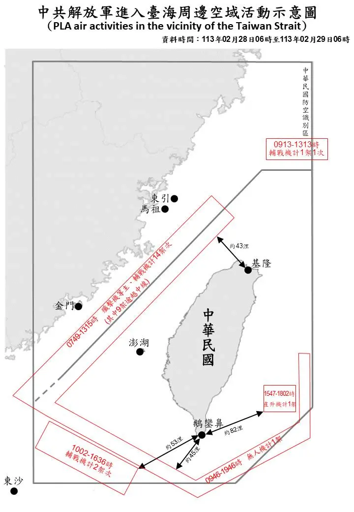 ▲國防部公布共機擾台路徑圖。(圖/國防部提供)