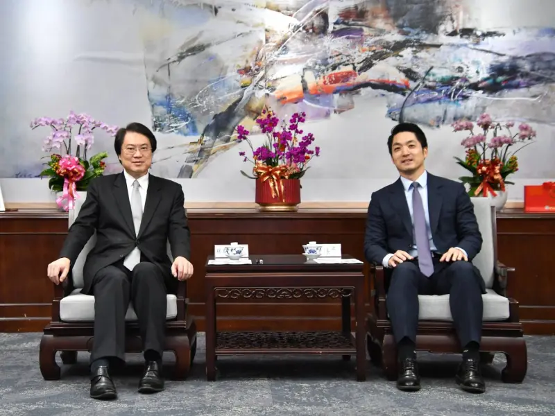 ▲內政部長林右昌（左）就社子島發展議題26日與台北市長蔣萬安（右）見面。（圖／內政部提供）