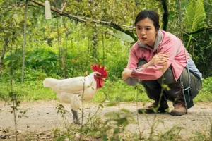 ▲劉品言在《莎莉》中,有一場與雞對戲的精采即興演出。(圖/伯樂影業) ▲劉品言在《莎莉》中,有一場與雞對戲的精采即興演出。(圖/伯樂影業)