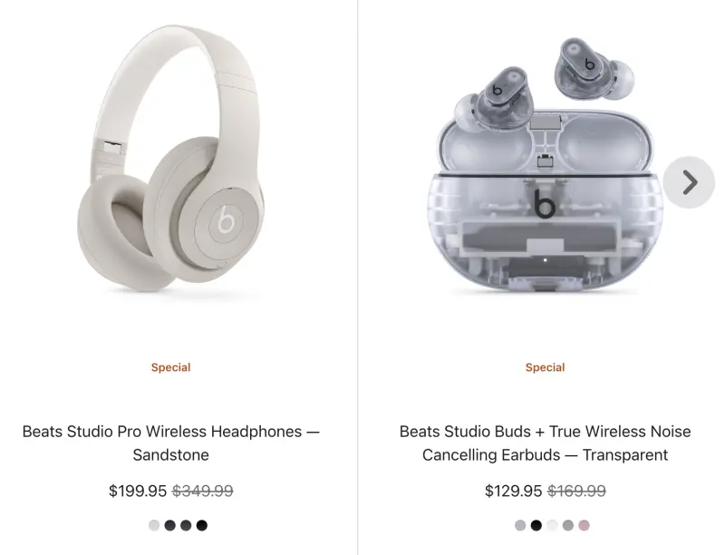 ▲美國蘋果官網罕見的推出4款Beats耳機優惠，價格幾乎是台灣的半價。（圖／官方提供）