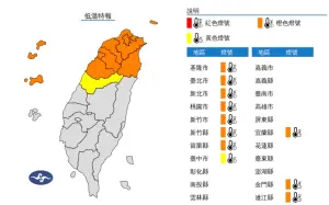 ▲中央氣象署上午10:28針對11個縣市發布低溫特報，提醒今（2）日強烈大陸冷氣團影響，各地氣溫明顯偏低。（圖／翻攝自中央氣象署）