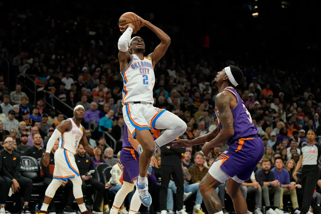 ▲雷霆當家球星Shai Gilgeous-Alexander轟下35分，雷霆攻頂成功。（圖／美聯社／達志影像）