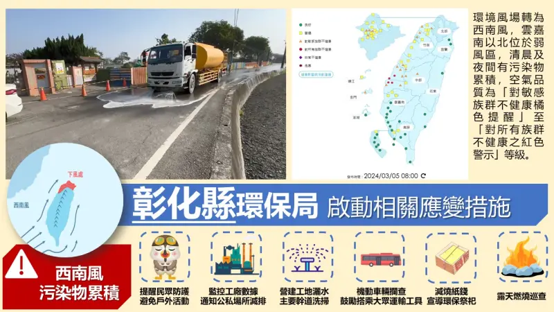 ▲因應空品不良,彰縣環保局立即啟動緊急應變機制。(圖/彰化縣環保局)