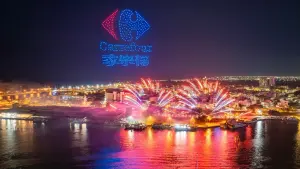 ▲台南舉行的2024台灣燈會，其中無人機演出，家樂福也成為了表演的一環，由空拍機組成的創意Logo點亮台南的星空。（圖／家樂福提供）