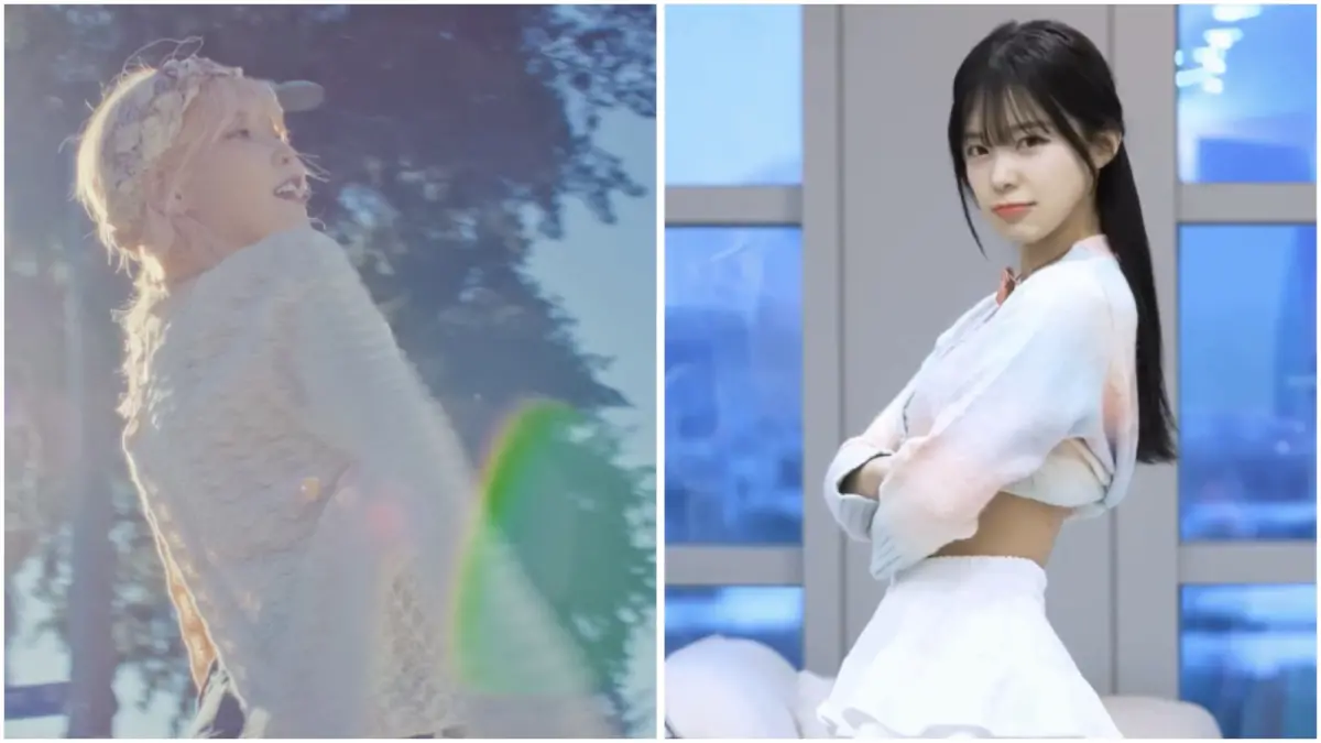 ▲李多慧（右）在IG上傳挑戰IU新歌〈Holssi〉的舞蹈影片，影片中為了致敬IU（左），就連穿搭都十分講究。（圖／IU YouTube、李多慧IG）