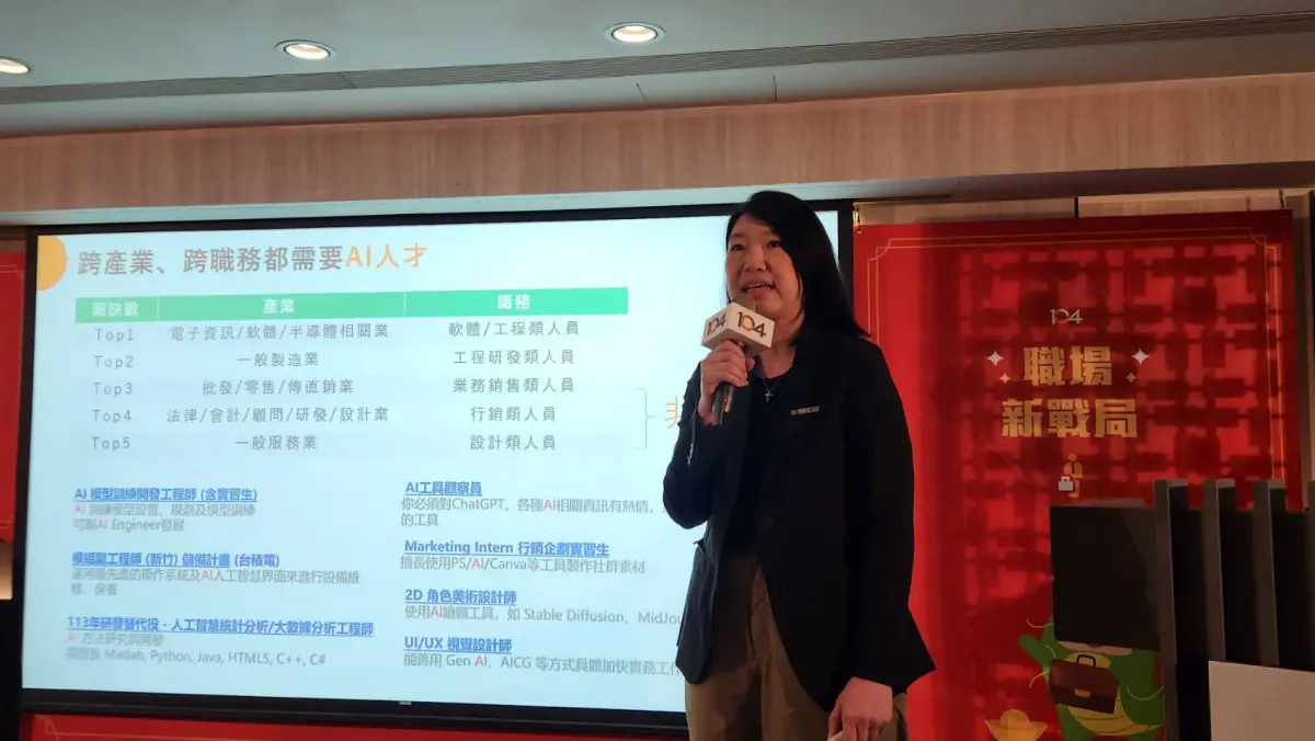 ▲104人力銀行調查指出，職缺冠上AI就能為薪資「燙金」，平均待遇相較非AI職缺高出53%。（圖／記者李琦瑋攝，2024.03.05）