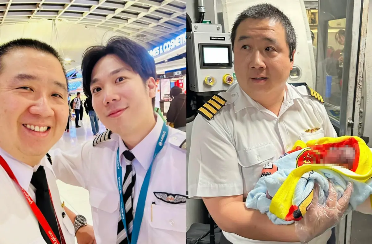 ▲一名孕婦在台北飛往曼谷的飛機上分娩，機長將飛機交給副機長駕駛後，衝出來協助接生。（圖／翻攝自Instagram）