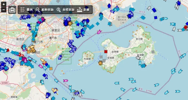 ▲漁船浮網AIS發出的訊號遭誤以為是中國漁船包圍金門。(圖／翻攝自台灣海域船舶動態資訊系統)