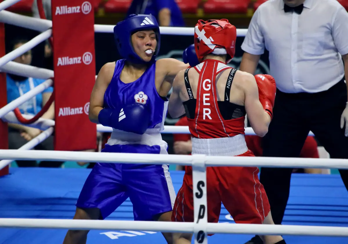 ▲中華隊女子50公斤級選手郭怡萱在16強吞敗，無緣奧運門票。（圖/拳擊協會提供）