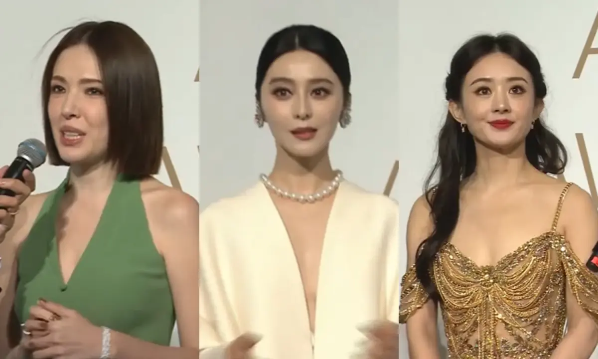 ▲許瑋甯（左起）、范冰冰、趙麗穎走紅毯吸睛，亞洲電影大獎由役所廣司、蔣勤勤封帝后。（圖／翻攝Asian Film Awards Academy YouTube）