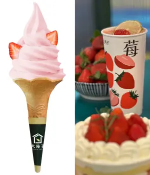 ▲大苑子草莓季都受到矚目，莓好時光手搖飲料、草莓鮮乳霜淇淋圈粉無數。（圖／大苑子提供）