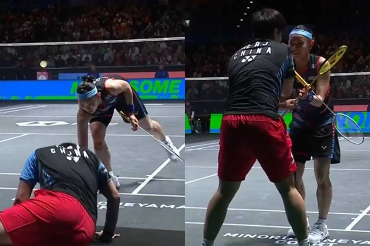 ▲戴資穎主動走向球場的另一邊，幫助倒地不起的何冰嬌起身、撿起球拍，讓不少球迷相當感動，直言這就是體育競技的魅力。（圖／翻攝自YouTube）