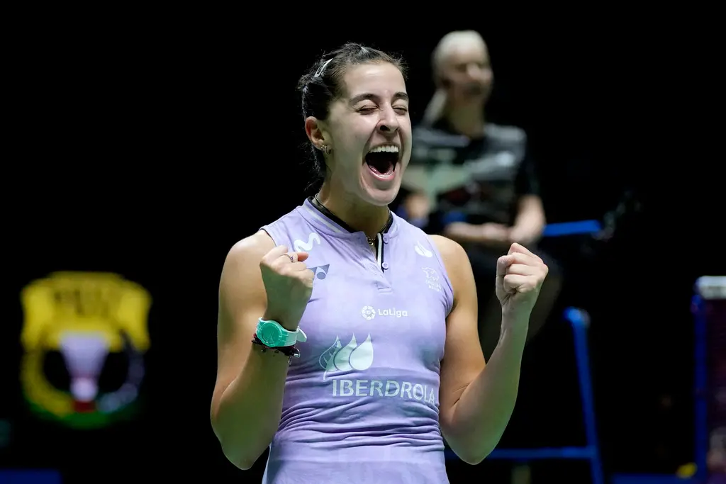 ▲西班牙前球后馬琳（Carolina Marin）狀態絕佳，這一屆超級1000系列的全英羽球公開賽，他在女單8強戰擊敗中國大陸一姐陳雨菲晉級4強，證明自己仍是不遜於「女單F4」、最具競爭力的女子選手之一。（圖／美聯社／達志影像）