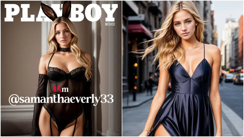 ▲《Playboy》墨西哥分部近來破天荒讓一名AI美女登上雜誌封面。（圖／翻攝自Instagram@samanthaeverly33）