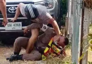 外國人襲警！泰國普吉島警察遭毆　兩名老外圍毆警察
