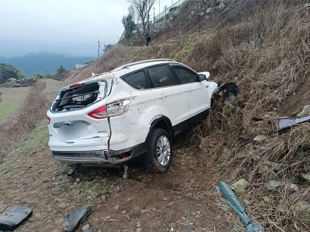 ▲王男連人帶車衝落邊坡，導致其因頭部重創送醫不治。（圖／翻攝畫面）