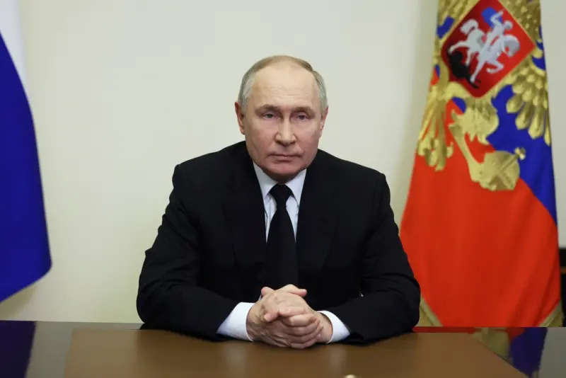 ▲俄羅斯總統蒲亭（Vladimir Putin）最新發表演說，表示所有與此次襲擊有關的人等一定會遭到嚴懲。（圖／美聯社／達志影像）