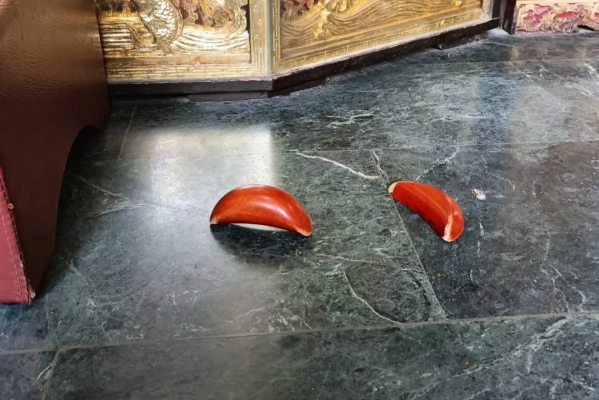 ▲台北木柵集應廟日前有信徒擲出「立筊」，不過該信徒告知廟方之後就離開現場，讓廟方在臉書粉專緊急尋人。（圖/木柵集應廟粉專）