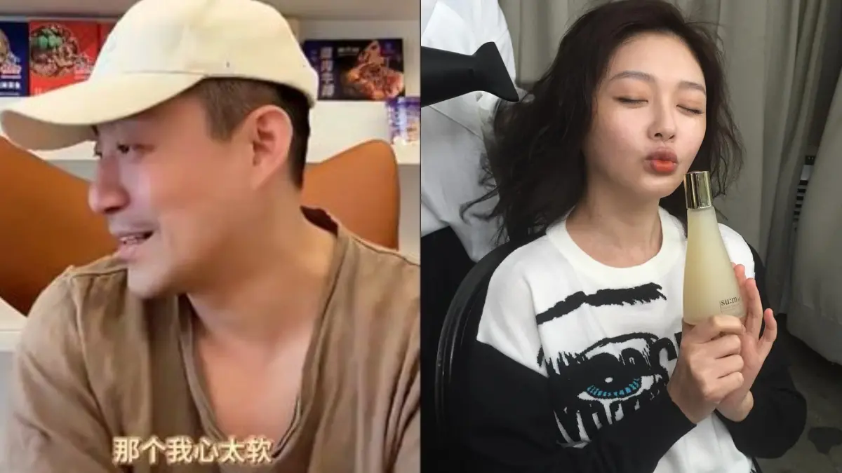 ▲汪小菲（左）大鬧大S家前，直播哽咽唱〈心太軟〉。（圖／翻攝微博）