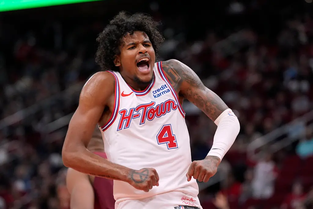 ▲休士頓火箭今（26）日在主場以110:92擊敗波特蘭拓荒者，Jalen Green攻下27分，賽後他們距離金州勇士僅有半場勝差。（圖／美聯社／達志影像）