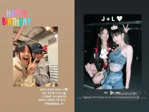 ▲Jennie也在今早貼出2人餐廳偶遇，以及在演唱會後台合照的照片，祝福Lisa。（圖／翻攝自Jennie IG）