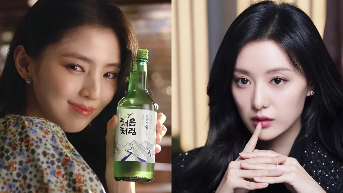 ▲金智媛（右）在《淚之女王》中表現出色，近期傳出將接下韓韶禧（右）代言的燒酒品牌，成為被品牌認證的新一代「大勢女星」。（圖／翻攝自初飲初樂官網、金智媛IG ）