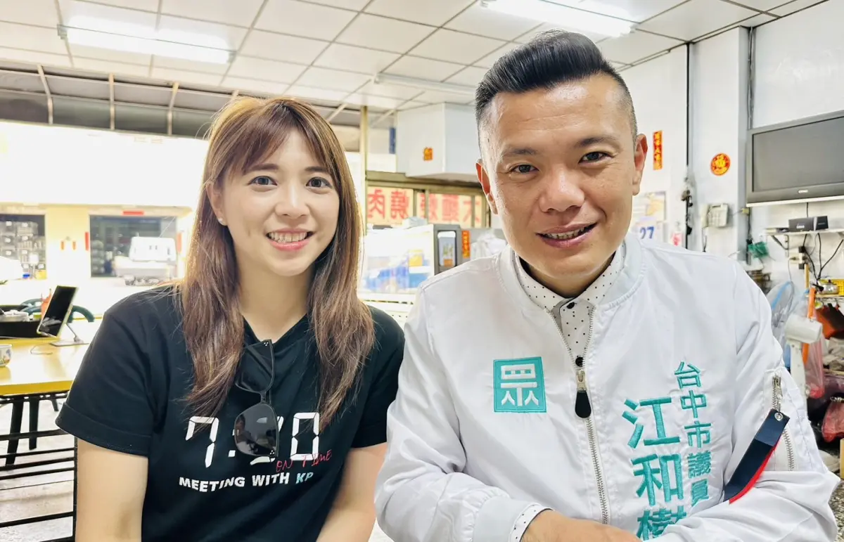 ▲從台北坐高鐵直衝台中抗議現場的陳思宇（左），未來動向備受關注。（圖／江和樹提供，2024.03.27）