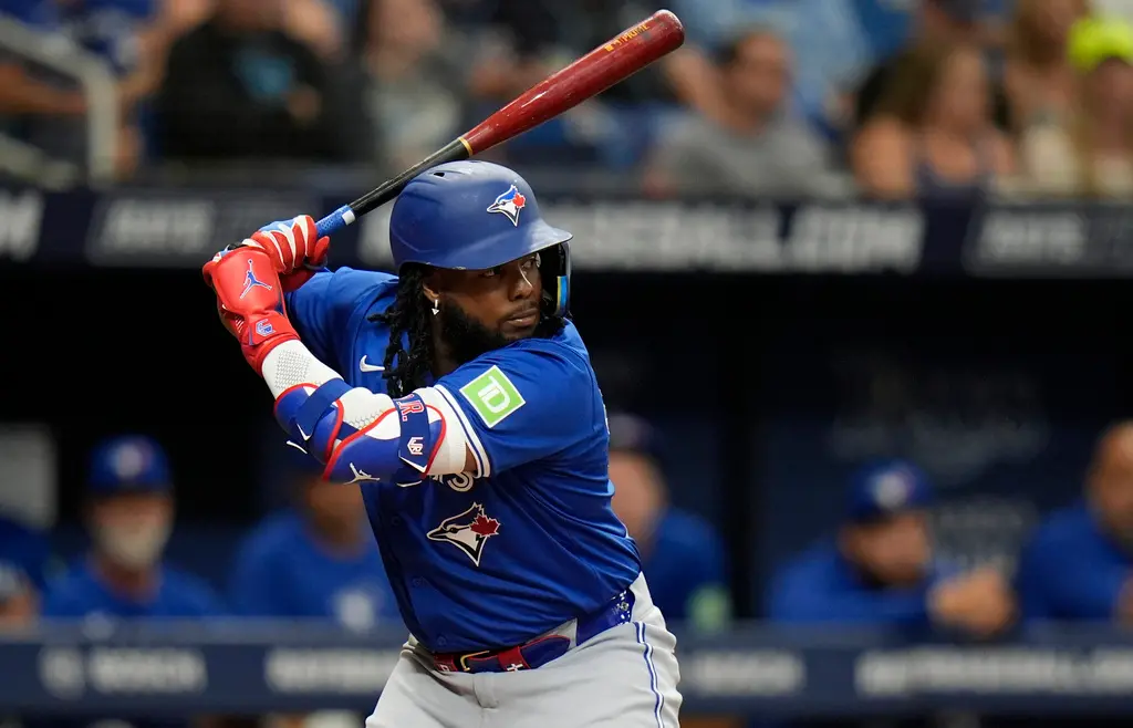 ▲藍鳥客場3轟炸裂！Vladimir Guerrero Jr超大號全壘打。（圖／美聯社／達志影像）