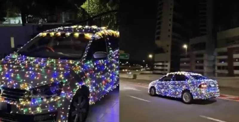 ▲馬來西亞一名網紅花六小時將車子裝飾成亮閃閃的花車，引起網友關注。（圖／翻攝自TikTok）