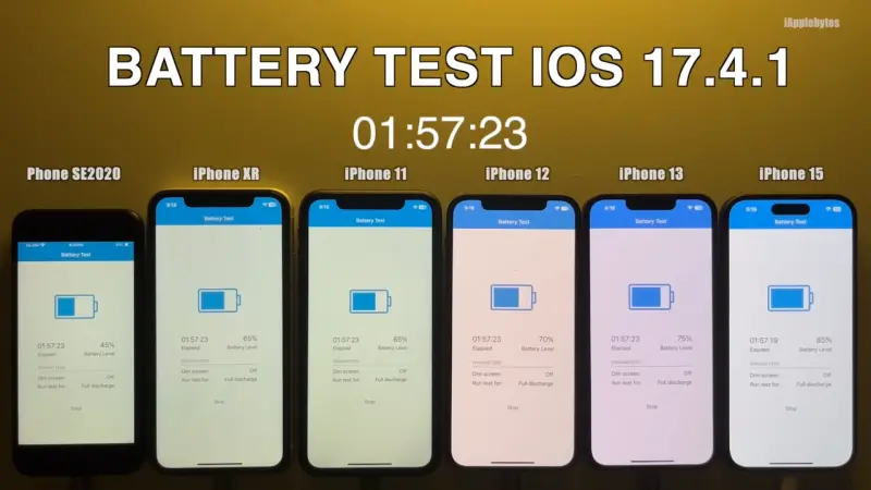 ▲蘋果公司近期釋出最新iOS 17.4.1版本，修正許多安全性漏洞與系統錯誤，不過電池續航力卻受到影響。（圖／取自YouTube＠iApplebytes）