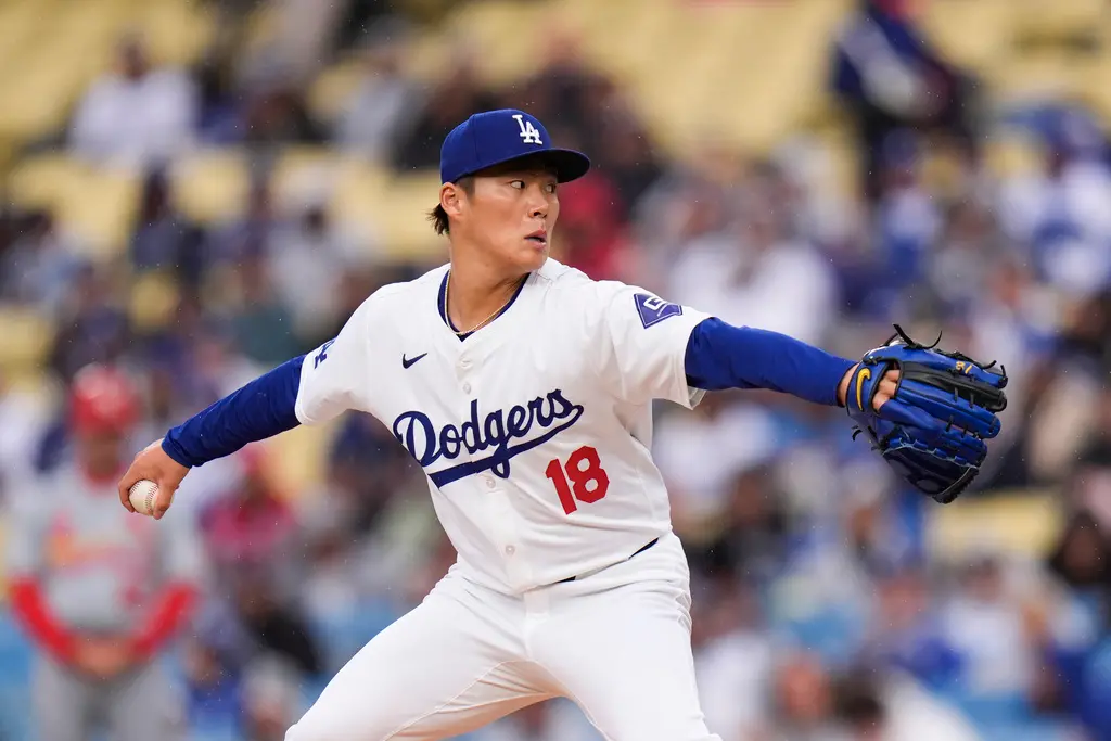 ▲山本由伸三振秀，3局4三振，幫助道奇封鎖對手。（圖／美聯社／達志影像）