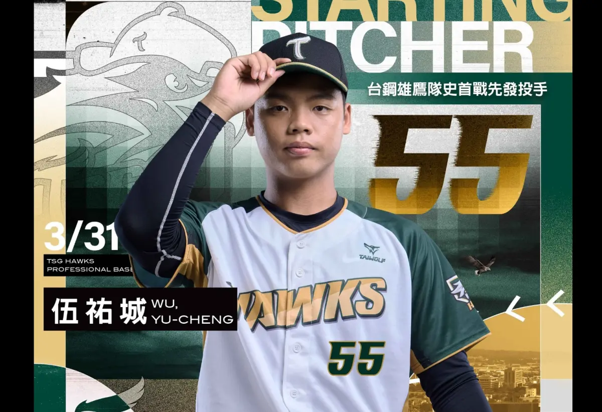 ▲台鋼雄鷹隊史首戰先發投手為20歲大物新秀伍祐城。（圖／台鋼雄鷹臉書）