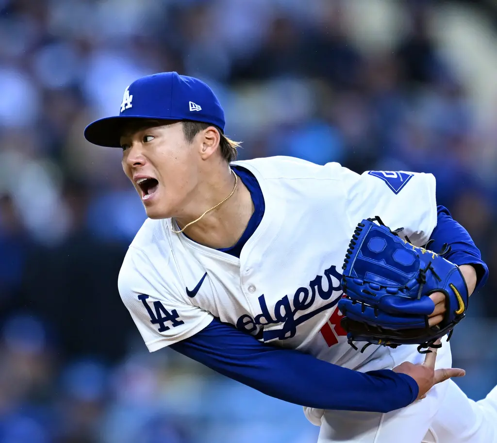 ▲道奇日籍強投山本由伸主投5局無失分飆出5K，可惜勝投被牛棚搞砸，大聯盟首勝再等等。（圖／美聯社／達志影像）