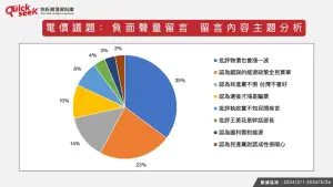 ▲電價議題：負面聲量留言、留言內容主題分析。（圖／QuickseeK提供）